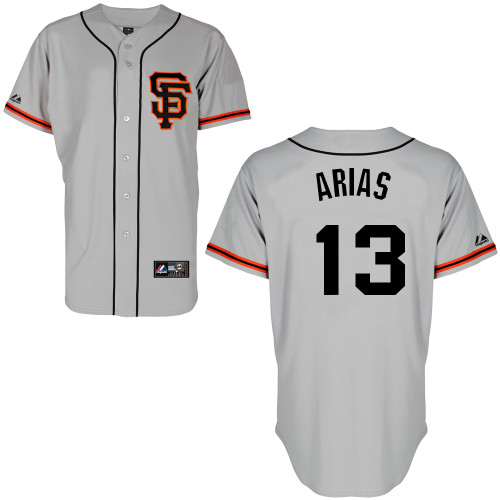 Joaquin arias #13 mlb Jersey-San Francisco Giants Women's Authentic Road 2 Gray Cool Base Baseball Jersey
